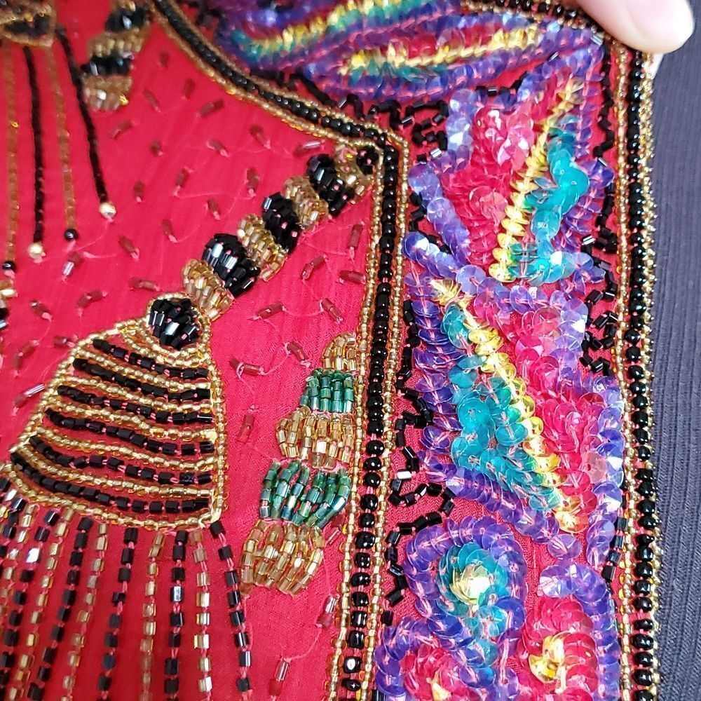 Vintage red beaded jacket - Picture 8 of 16